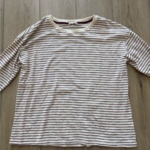 Tea n Rose Cream and Brown Striped Long Sleeve Top